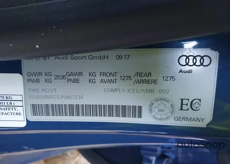 2018 Audi Rs 7 4.0T Performance from USA, damaged, VIN WUAWRAFC5JN901234